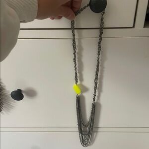Madewell Elegant Silver Necklace with Neon Yellow Accent